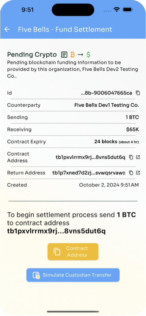 Example of Pending Crypto